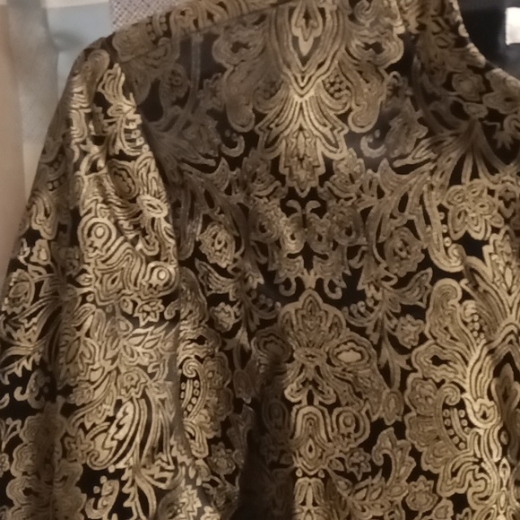 FINAL PRICENWOT Coldwater Creek black/gold mock neck foliage/floral print jacket - Picture 5 of 14
